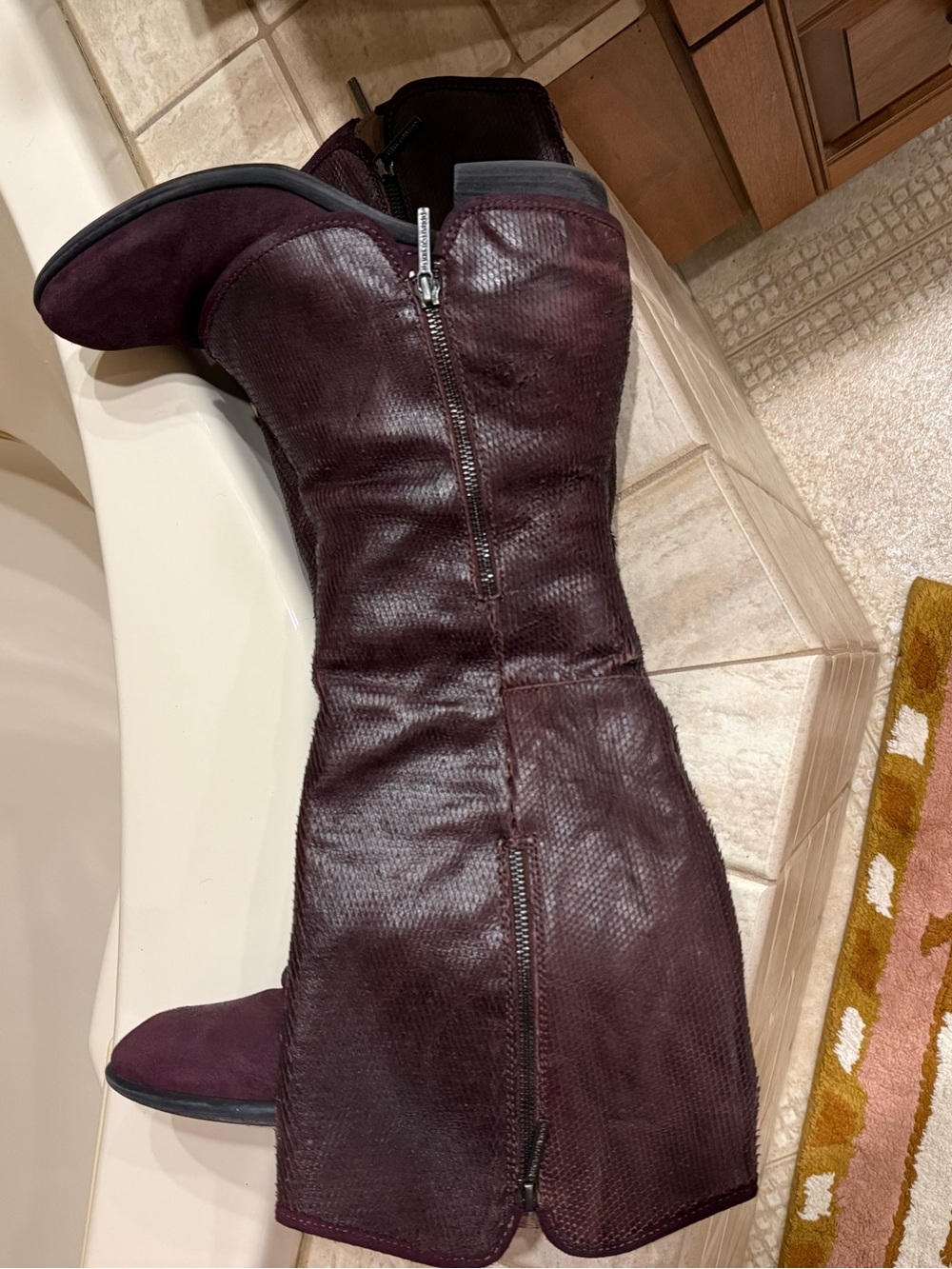 Donald J. Pliner Chianti/Burgundy Knee-High Leather Boots - Picture 9 of 13